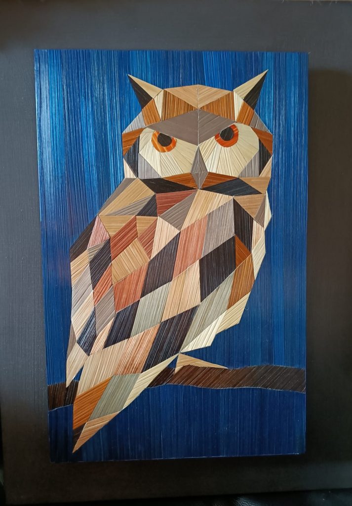tableau marqueterie de paille