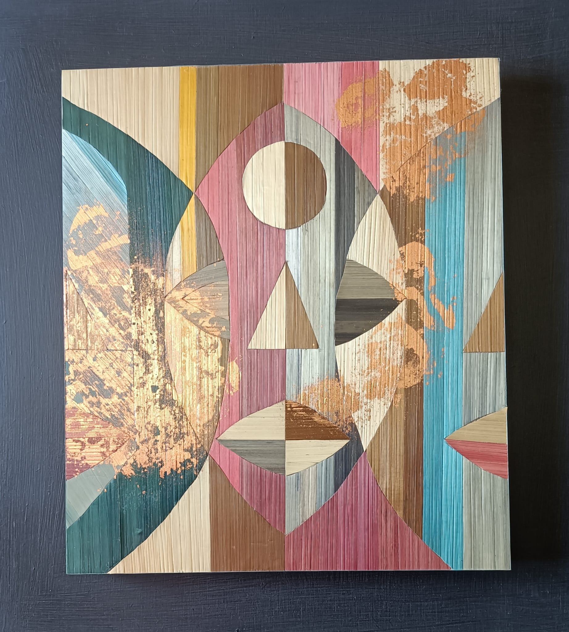 tableau marqueterie de paille
