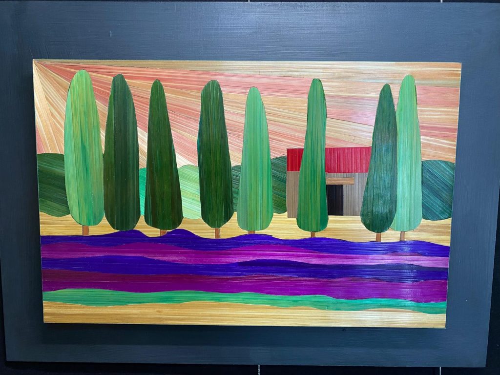 tableau marqueterie de paille