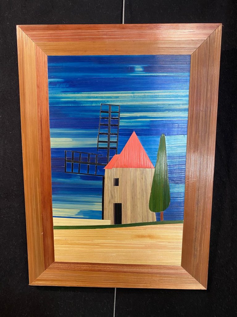 tableau marqueterie de paille