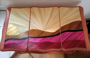 Meuble marqueterie de paille